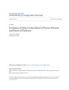 Evolution of Ethics in the Island of Doctor Moreau and Heart of