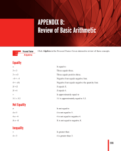 APPENDIX B: Review of Basic Arithmetic