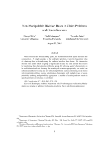 Non-Manipulable Division Rules in Claim Problems and