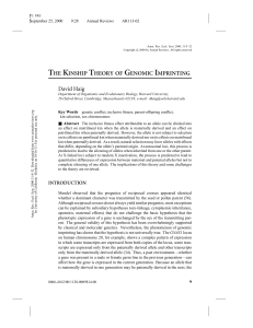 the kinship theory of genomic imprinting - Fischer Lab