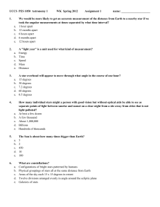 UCCS PES 1050 Astronomy 1 WK Spring 2012 Assignment 1 name