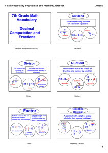 7 Math Vocabulary # 9 (Decimals and Fractions).notebook