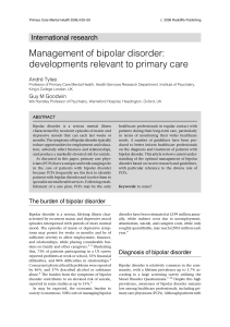 Management of bipolar disorder - Mental Health and Family Medicine