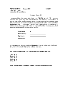 Test and answer key  - Solar Physics and Space Weather