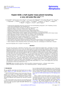 Kepler-423b: a half-Jupiter mass planet transiting a very old solar