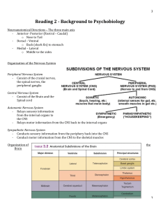 Reading 2 - Background to Psychobiology