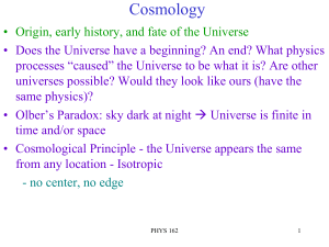 Lecture 39: Early Universe Test 3 overview 11/21