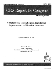 Congressional Resolutions on Presidential Impeachment: A