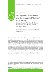 The lightness of existence and the origami of “French” anthropology