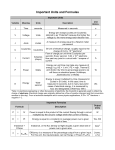 Important Units and Formulas