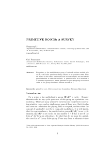 primitive roots: a survey