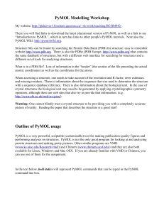 PyMOL Modelling Workshop Outline of PyMOL usage