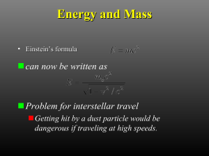 Energy and Mass - Cornell Astronomy