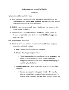 Hydrostatics and Bernoulli`s Principle Slide Notes