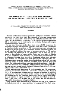 on some basic issues of the theory of functional sentence