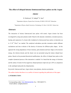 The effect of chirped intense femtosecond laser pulses on the Argon