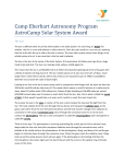 Camp Eberhart Astronomy Program AstroCamp Solar System Award