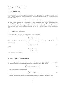 Orthogonal Polynomials 1 Introduction 2 Orthogonal Polynomials