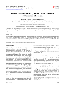 On the Ionization Energy of the Outer Electrons of Atoms and Their