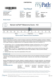 Test Result Myriad myPath® Melanoma Score: -1.5