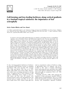 Gall-forming and free-feeding herbivory along vertical gradients in a