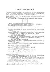 COMPLEX NUMBERS IN GEOMETRY We identify the set of