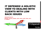 It Depends! A Holistic View to dealing with low back pain