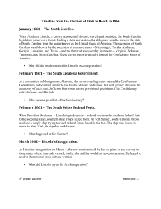 C: Timeline from the Election of 1860 to Death in 1865