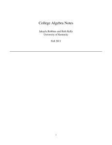 College Algebra Notes - University of Kentucky