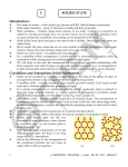 SOLIDE STATE Introduction : Crystalline and