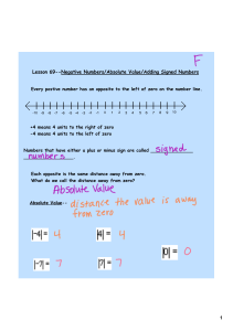 1 Lesson 69--Negative Numbers/Absolute Value/Adding Signed