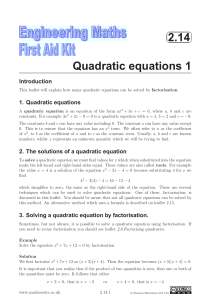 2.14 Quadratic equations 1