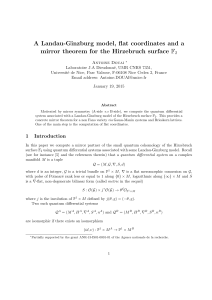 A Landau-Ginzburg model, flat coordinates and a mirror theorem for
