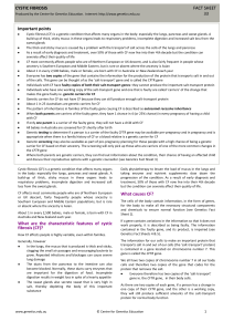 8 CYSTIC FIBROSIS FACT SHEET 33 Important points What are the