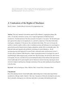 A Vindication of the Rights of Machines
