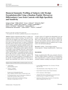 Humoral Immunity Profiling of Subjects with Myalgic