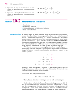SECTION 10-2 Mathematical Induction