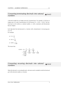 Converting terminating decimals into rational numbers