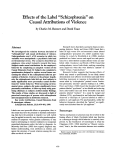 Effects of the Label “Schizophrenia” on Causal Attributions of Violence
