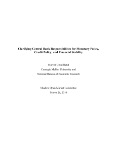 Clarifying Central Bank Responsibilities for Monetary Policy, Credit