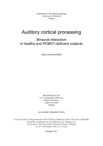 Auditory cortical processing: Binaural interaction in healthy
