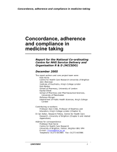 Concordance, adherence and compliance in medicine taking