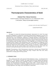 Thermodynamic Characteristics of Solid