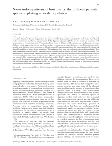 Non-random patterns of host use by the different parasite species