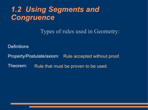 1.2 Using Segments and Congruence