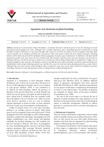 Apomixis: new horizons in plant breeding - Tubitak Journals