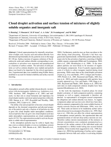 Cloud droplet activation and surface tension of mixtures of slightly