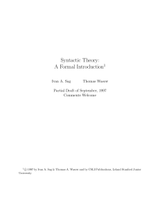 Syntactic Theory: A Formal Introduction