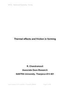Thermal effects and friction in forming