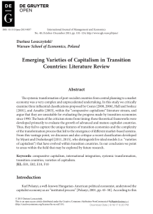 Emerging Varieties of Capitalism in Transition Countries: Literature
